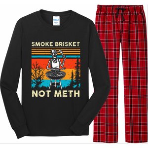 Funny BBQ Skeleton Smoke Brisket Not Meth Grilling Master Long Sleeve Pajama Set