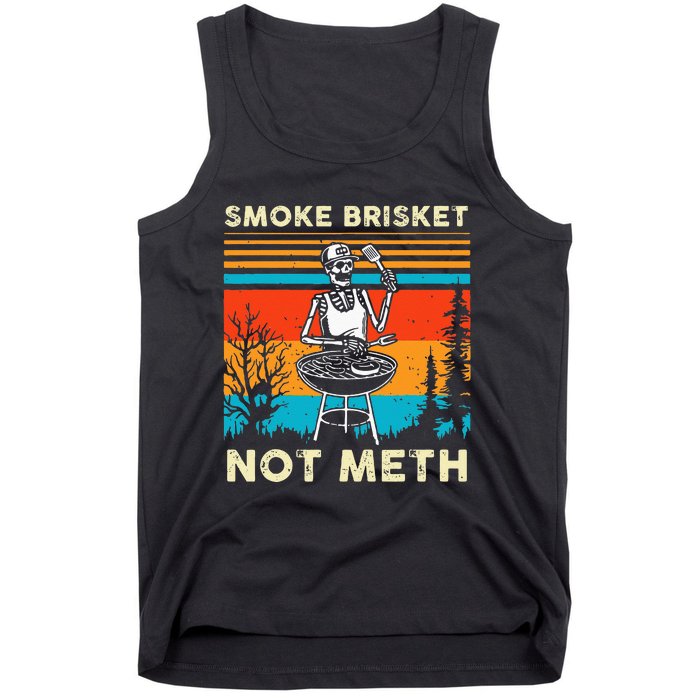 Funny BBQ Skeleton Smoke Brisket Not Meth Grilling Master Tank Top