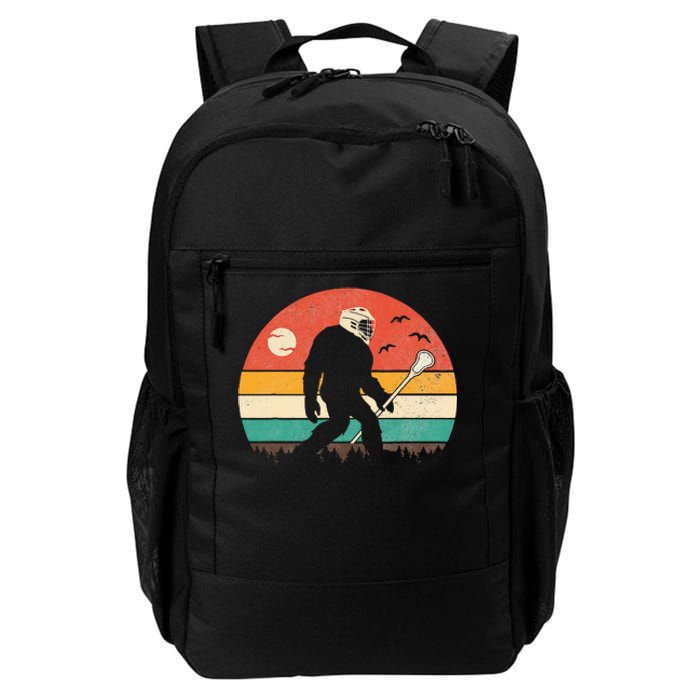 Funny Bigfoot Sasquatch Lacrosse Lax Vintage Sunset Daily Commute Backpack