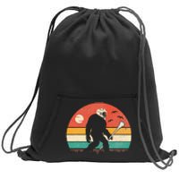 Funny Bigfoot Sasquatch Lacrosse Lax Vintage Sunset Sweatshirt Cinch Pack Bag