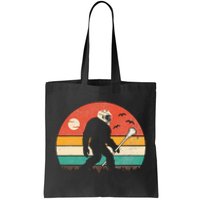 Funny Bigfoot Sasquatch Lacrosse Lax Vintage Sunset Tote Bag