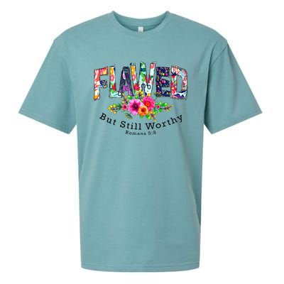 Flawed But Still Worthy Redeemed And Forgiven Christian Sueded Cloud Jersey T-Shirt