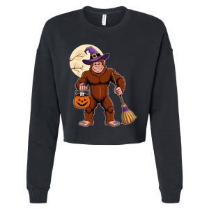 Funny Bigfoot Sasquatch Witch Halloween Costume Cropped Pullover Crew