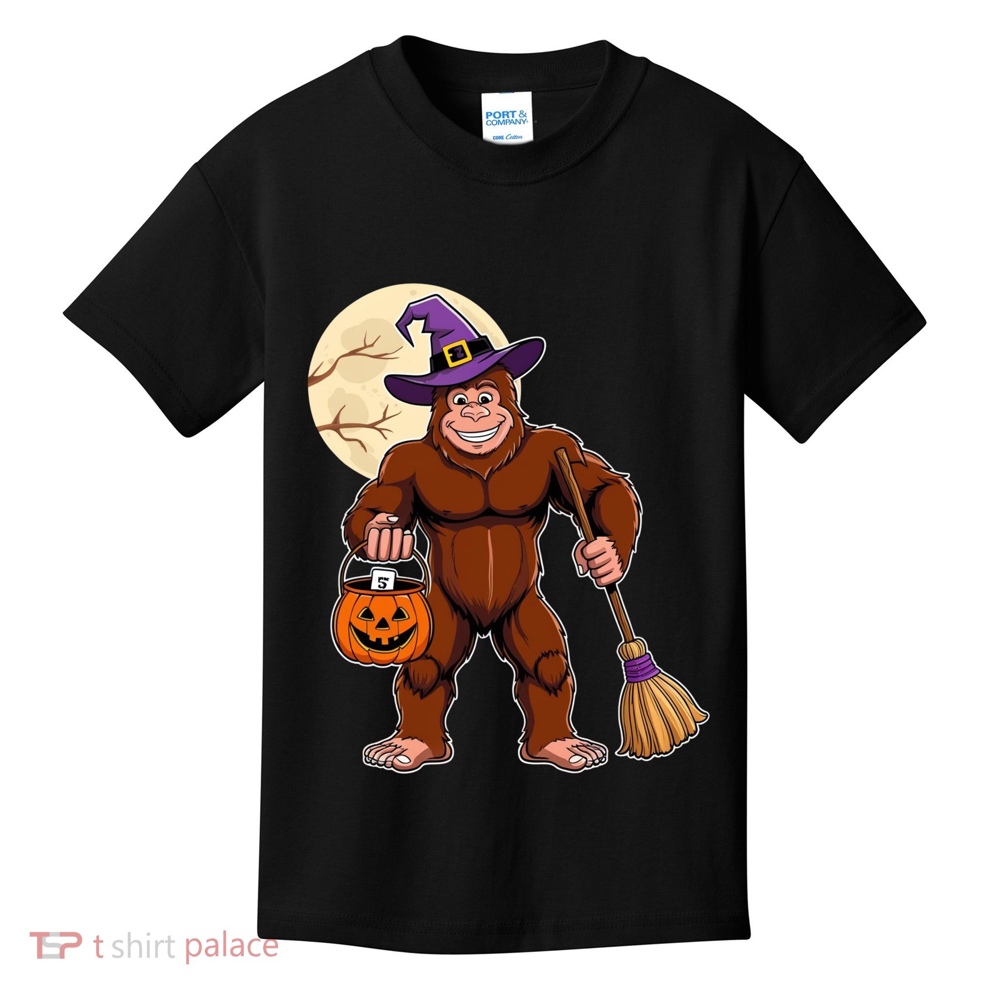 Funny Bigfoot Sasquatch Witch Halloween Costume Kids T-Shirt