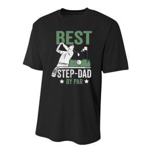 Funny Best Step-Dad By Par Fathers Day Golf Golfing Youth Performance Sprint T-Shirt