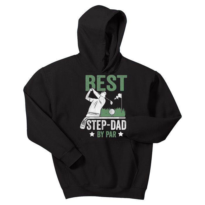 Funny Best Step-Dad By Par Fathers Day Golf Golfing Kids Hoodie