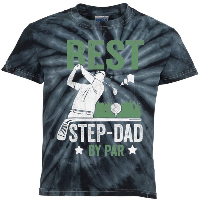 Funny Best Step-Dad By Par Fathers Day Golf Golfing Kids Tie-Dye T-Shirt