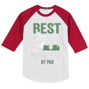 Funny Best Step-Dad By Par Fathers Day Golf Golfing Kids Colorblock Raglan Jersey