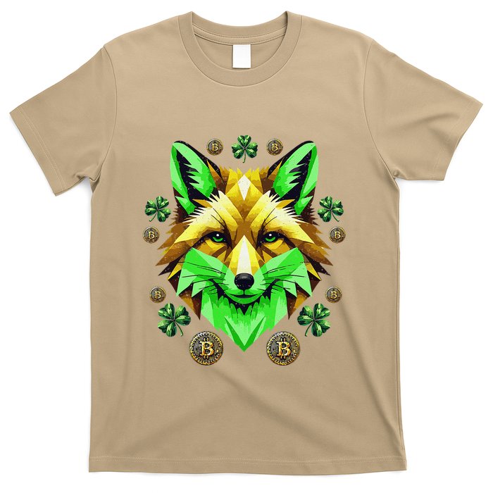Fox Bitcoin St Patricks Day Btc Crypto Trader Irish Pride T-Shirt
