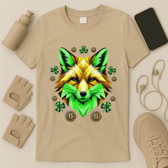 Fox Bitcoin St Patricks Day Btc Crypto Trader Irish Pride T-Shirt