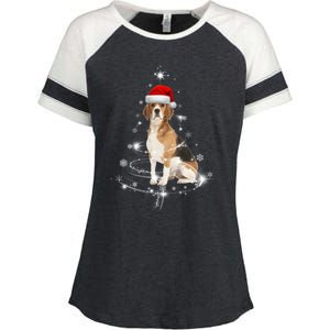 Funny Beagle Santa Merry Christmas Tree Xmas Costume Gift Enza Ladies Jersey Colorblock Tee