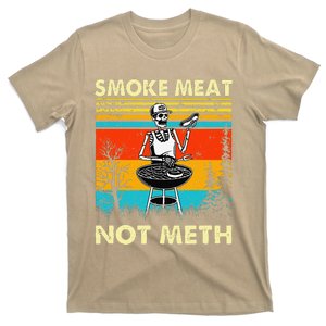 Funny BBQ Skeleton With A Hot Dog Smoke Meat Not Meth Master T-Shirt