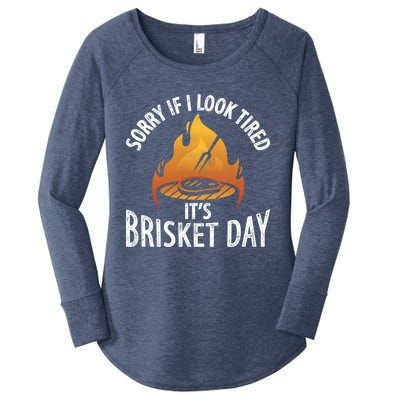 Funny Bbq Sorry If I Look Tired It's Brisket Day Smoking Gift Women's Perfect Tri Tunic Long Sleeve Shirt