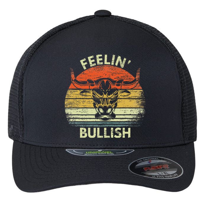 Feelin Bullish Stock Market Bull Traders Trading Flexfit Unipanel Trucker Cap