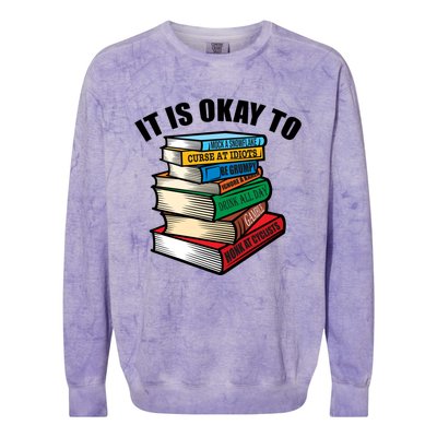 Funny Book Stack Satire For Grumpy People Humor Lover Meaningful Gift Colorblast Crewneck Sweatshirt