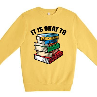 Funny Book Stack Satire For Grumpy People Humor Lover Meaningful Gift Premium Crewneck Sweatshirt