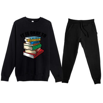 Funny Book Stack Satire For Grumpy People Humor Lover Meaningful Gift Premium Crewneck Sweatsuit Set