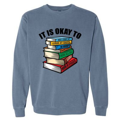 Funny Book Stack Satire For Grumpy People Humor Lover Meaningful Gift Garment-Dyed Sweatshirt