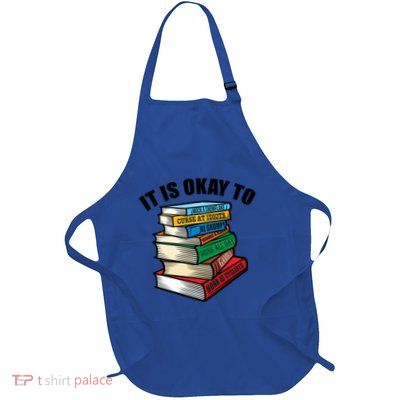 Funny Book Stack Satire For Grumpy People Humor Lover Meaningful Gift Full-Length Apron With Pockets