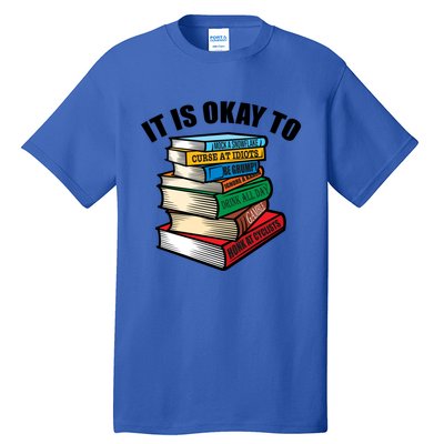 Funny Book Stack Satire For Grumpy People Humor Lover Meaningful Gift Tall T-Shirt