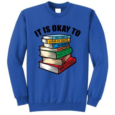 Funny Book Stack Satire For Grumpy People Humor Lover Meaningful Gift Tall Sweatshirt