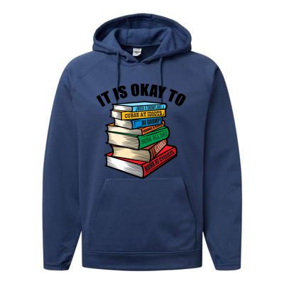 Funny Book Stack Satire For Grumpy People Humor Lover Meaningful Gift Performance Fleece Hoodie