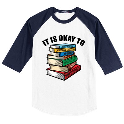 Funny Book Stack Satire For Grumpy People Humor Lover Meaningful Gift Baseball Sleeve Shirt