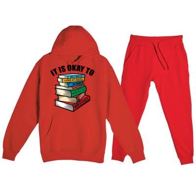 Funny Book Stack Satire For Grumpy People Humor Lover Meaningful Gift Premium Hooded Sweatsuit Set