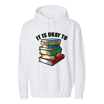 Funny Book Stack Satire For Grumpy People Humor Lover Meaningful Gift Garment-Dyed Fleece Hoodie