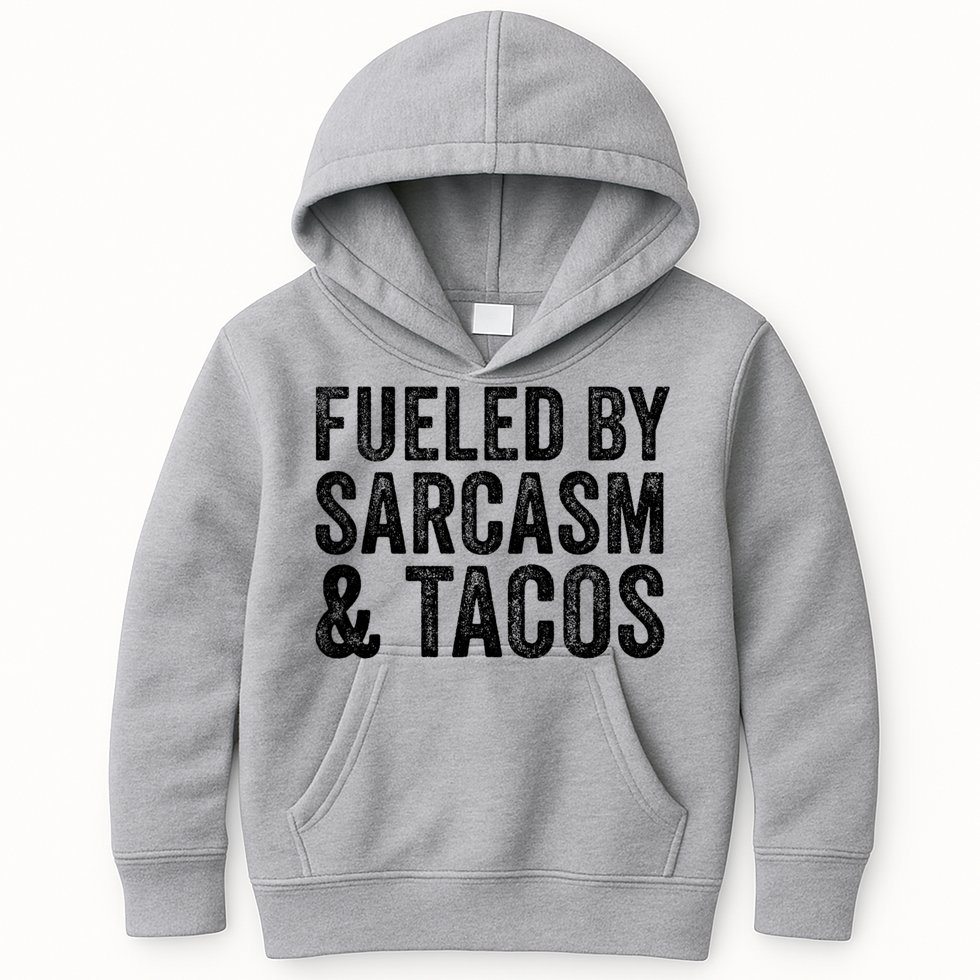 Fueled By Sarcasm & Tacos Funny Saying Sarcastic Kids Hoodie