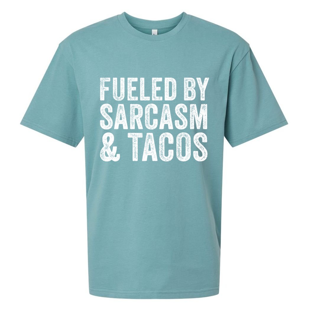 Fueled By Sarcasm & Tacos Funny Saying Sarcastic Sueded Cloud Jersey T-Shirt