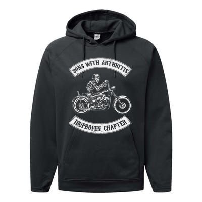 Funny Biker Skull Sons With Arthritis Ibuprofen Chapter Performance Fleece Hoodie