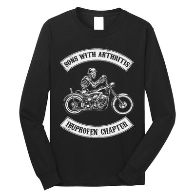 Funny Biker Skull Sons With Arthritis Ibuprofen Chapter Long Sleeve Shirt