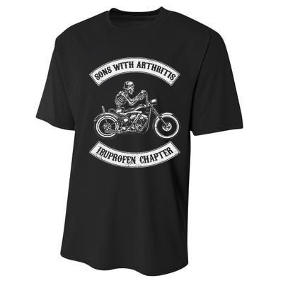 Funny Biker Skull Sons With Arthritis Ibuprofen Chapter Performance Sprint T-Shirt