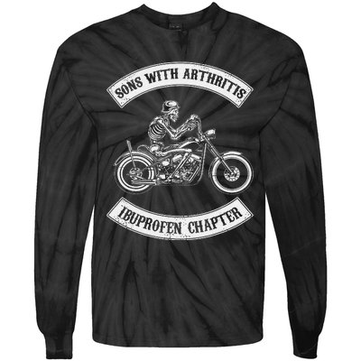 Funny Biker Skull Sons With Arthritis Ibuprofen Chapter Tie-Dye Long Sleeve Shirt