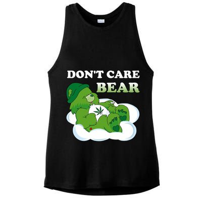 Funny Bear Smoking Weed Cannabis Ladies PosiCharge Tri-Blend Wicking Tank