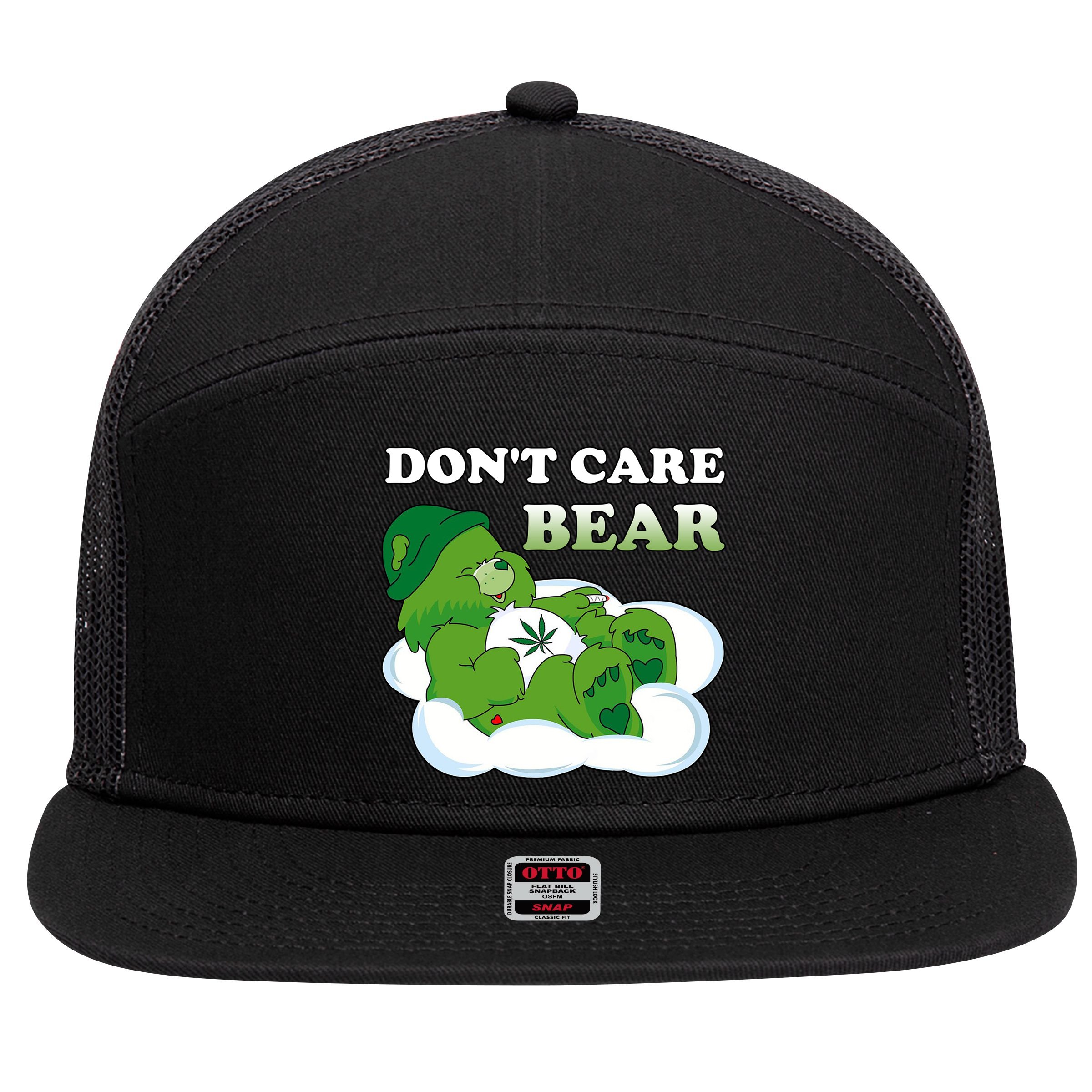 Funny Bear Smoking Weed Cannabis 7 Panel Mesh Trucker Snapback Hat
