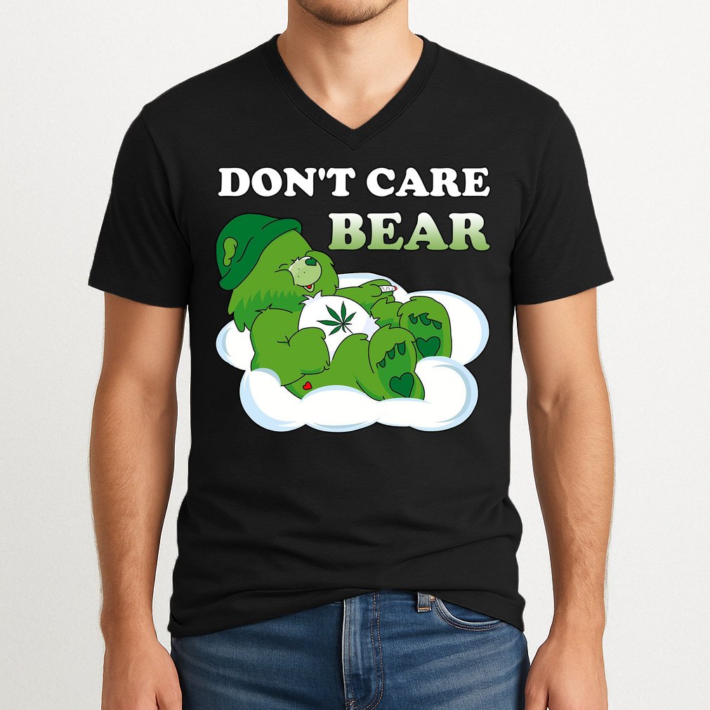 Funny Bear Smoking Weed Cannabis V-Neck T-Shirt