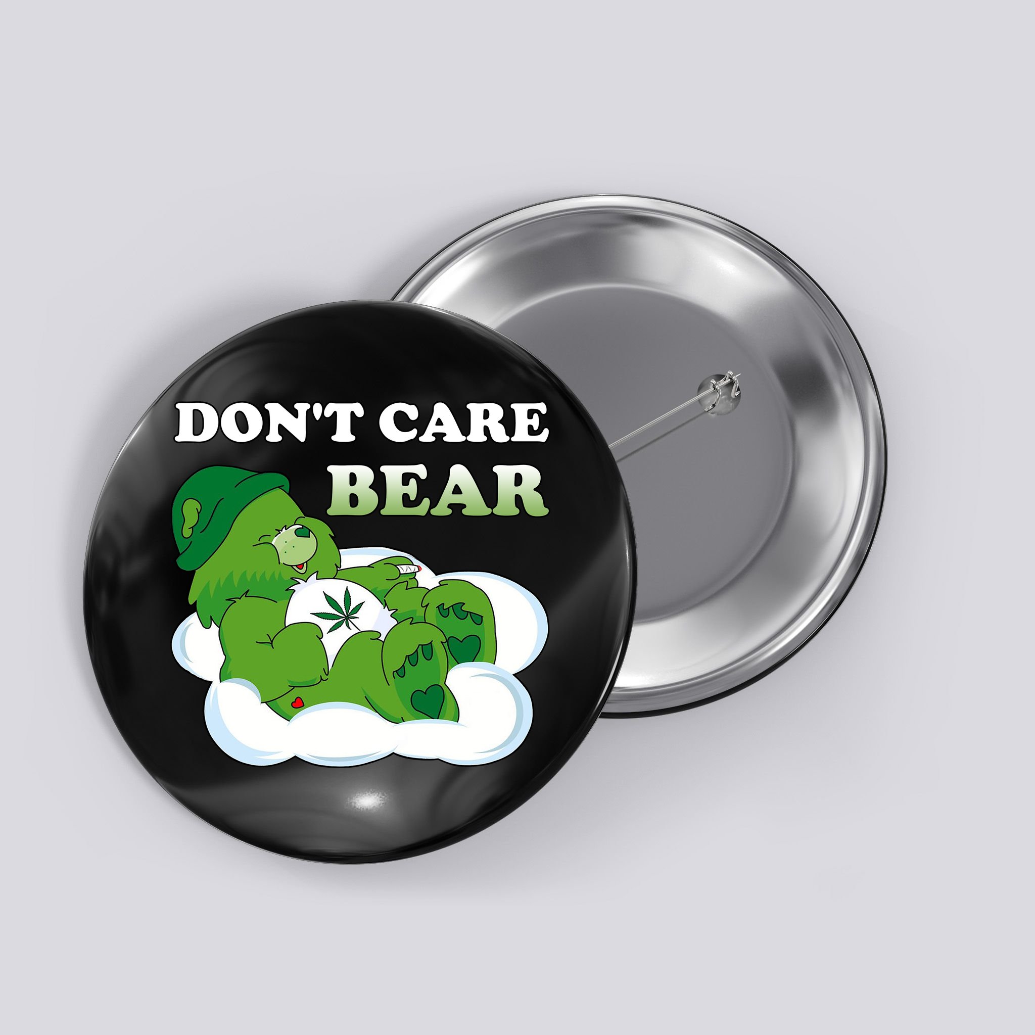 Funny Bear Smoking Weed Cannabis Button