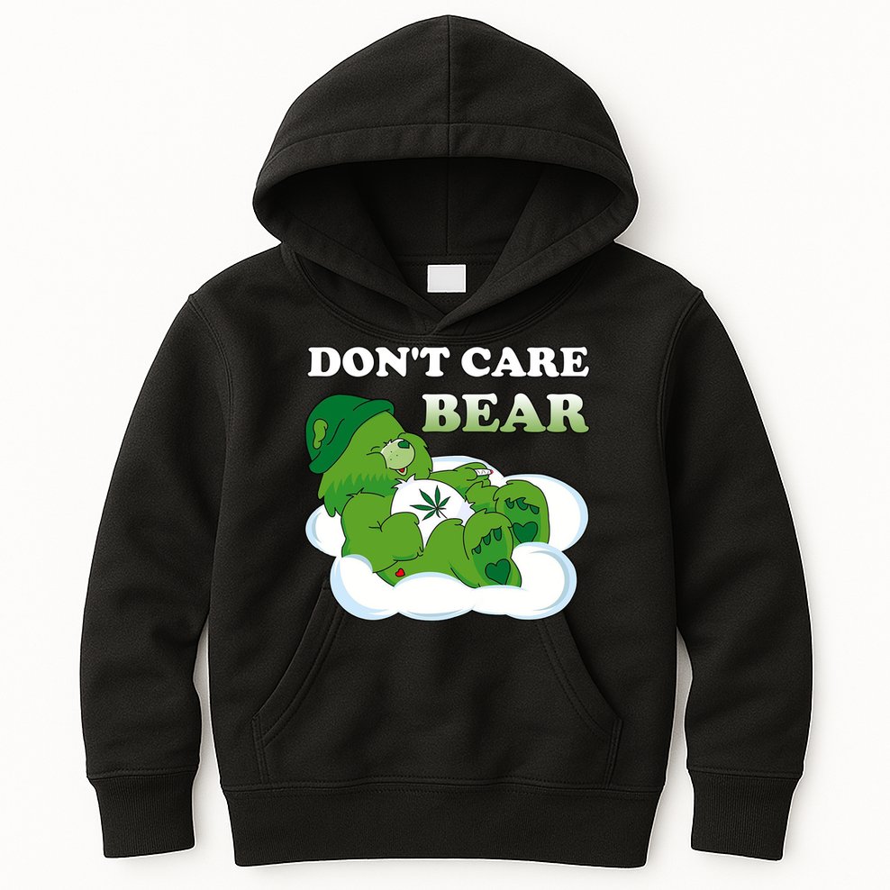 Funny Bear Smoking Weed Cannabis Kids Hoodie