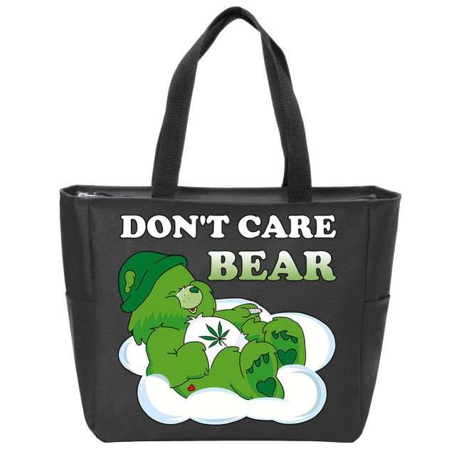 Funny Bear Smoking Weed Cannabis Zip Tote Bag