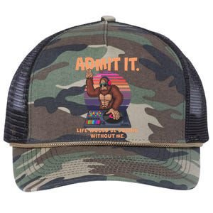 Funny Bigfoot Sasquatch Admit It Life Would Be Boring Without Me Retro Rope Trucker Hat Cap