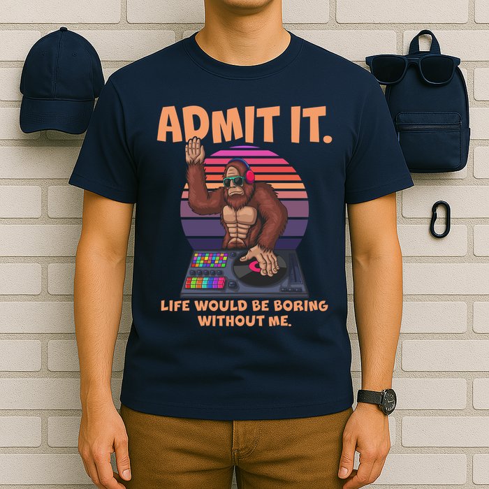 Funny Bigfoot Sasquatch Admit It Life Would Be Boring Without Me T-Shirt