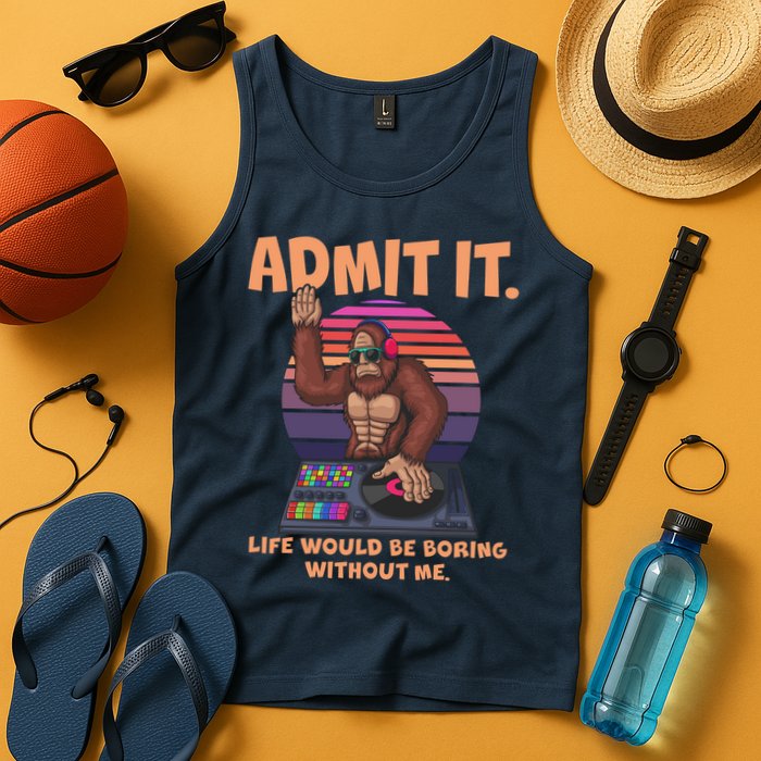 Funny Bigfoot Sasquatch Admit It Life Would Be Boring Without Me Tank Top