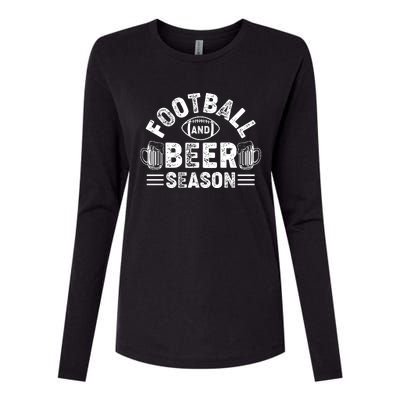 Football & Beer Season Graphic Womens Cotton Relaxed Long Sleeve T-Shirt