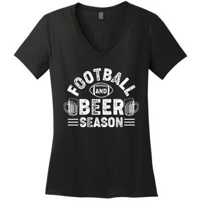 Football & Beer Season Graphic Women's V-Neck T-Shirt