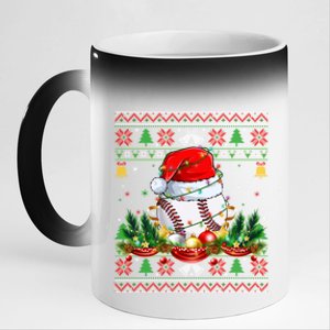 Funny Baseball Santa Claus Hat Ugly Christmas Xmas Gift 11oz Black Color Changing Mug