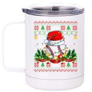 Funny Baseball Santa Claus Hat Ugly Christmas Xmas Gift 12 oz Stainless Steel Tumbler Cup