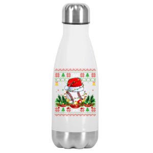 Funny Baseball Santa Claus Hat Ugly Christmas Xmas Gift Stainless Steel Insulated Water Bottle