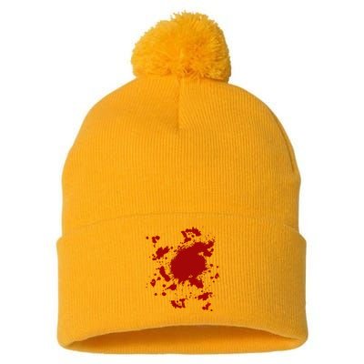 Fake Blood Splatter Gag Fancy Dress Pom Pom 12in Knit Beanie